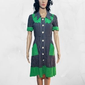 Preppy Vintage Floral Button Down Dress